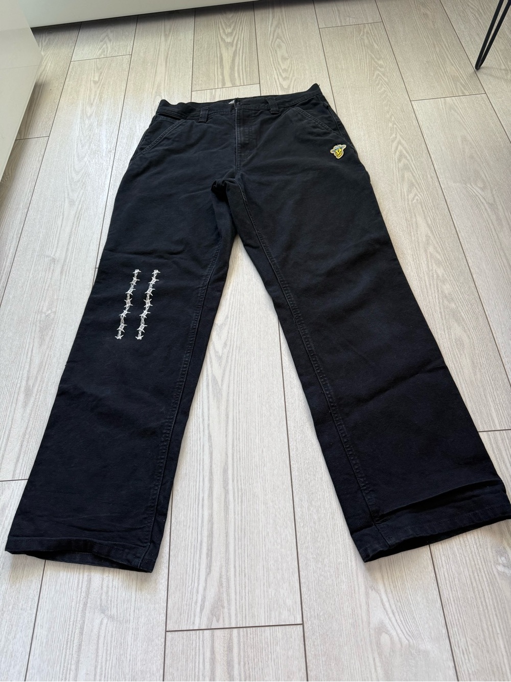 Vans Jeans Mens 31 Black Elijah Berle Loose Flame Barb Wire Carpenter pants